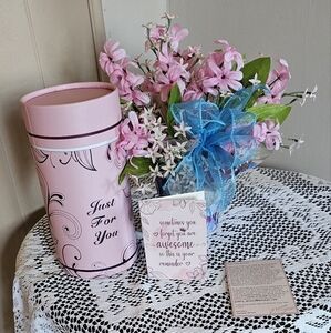 Pink Floral Wine Glass Gift Set